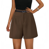 Elastic High Waist Wide Leg Casual Shorts