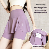 False-two-piece Skirted Leggings Pocket Three-point Shark Pants Yoga Pants