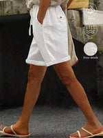 Solid Color Drawstring Shorts With Pockets, Summer Casual Wear