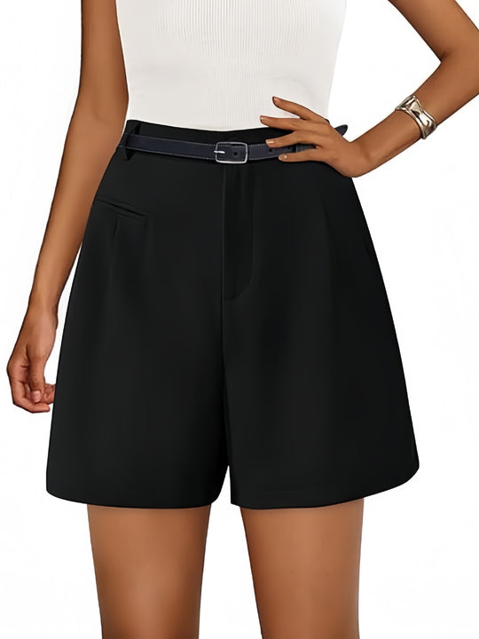 Elastic High Waist Wide Leg Casual Shorts
