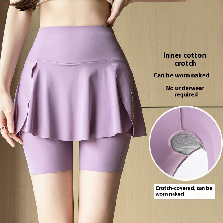 False-two-piece Skirted Leggings Pocket Three-point Shark Pants Yoga Pants