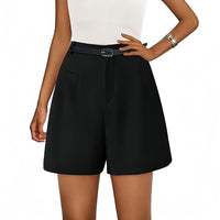 Elastic High Waist Wide Leg Casual Shorts